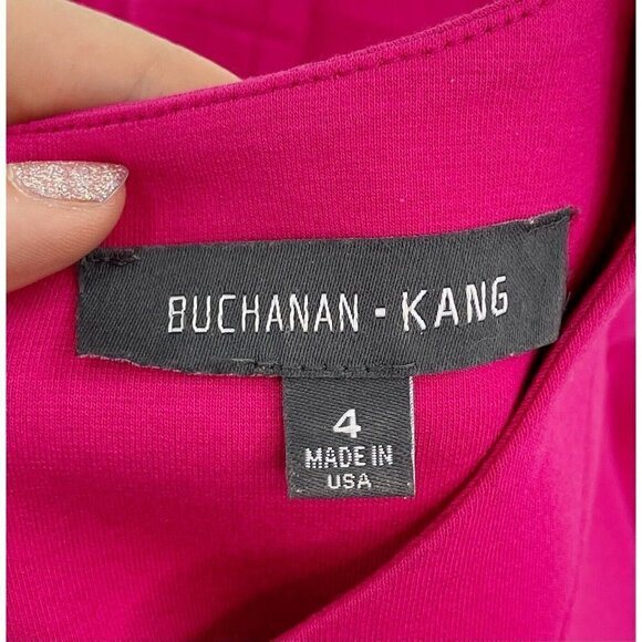 Buchanan Kang Womens Sz 4 Pink Ponte Knit Blouse Top Back Zipper s Full Zip - Picture 6 of 7